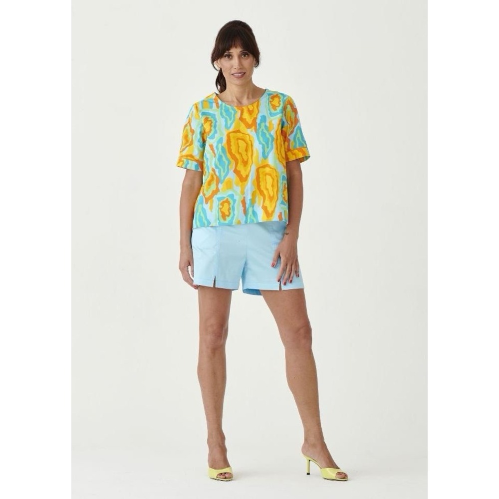 Perlavera Carnavel Back Button Top‎ Large Retail $178